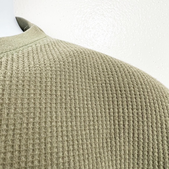 Quicksilver Green Waffle Knit Pullover Sweatshirt Thermal Sweater Men's Medium - Picture 8 of 10